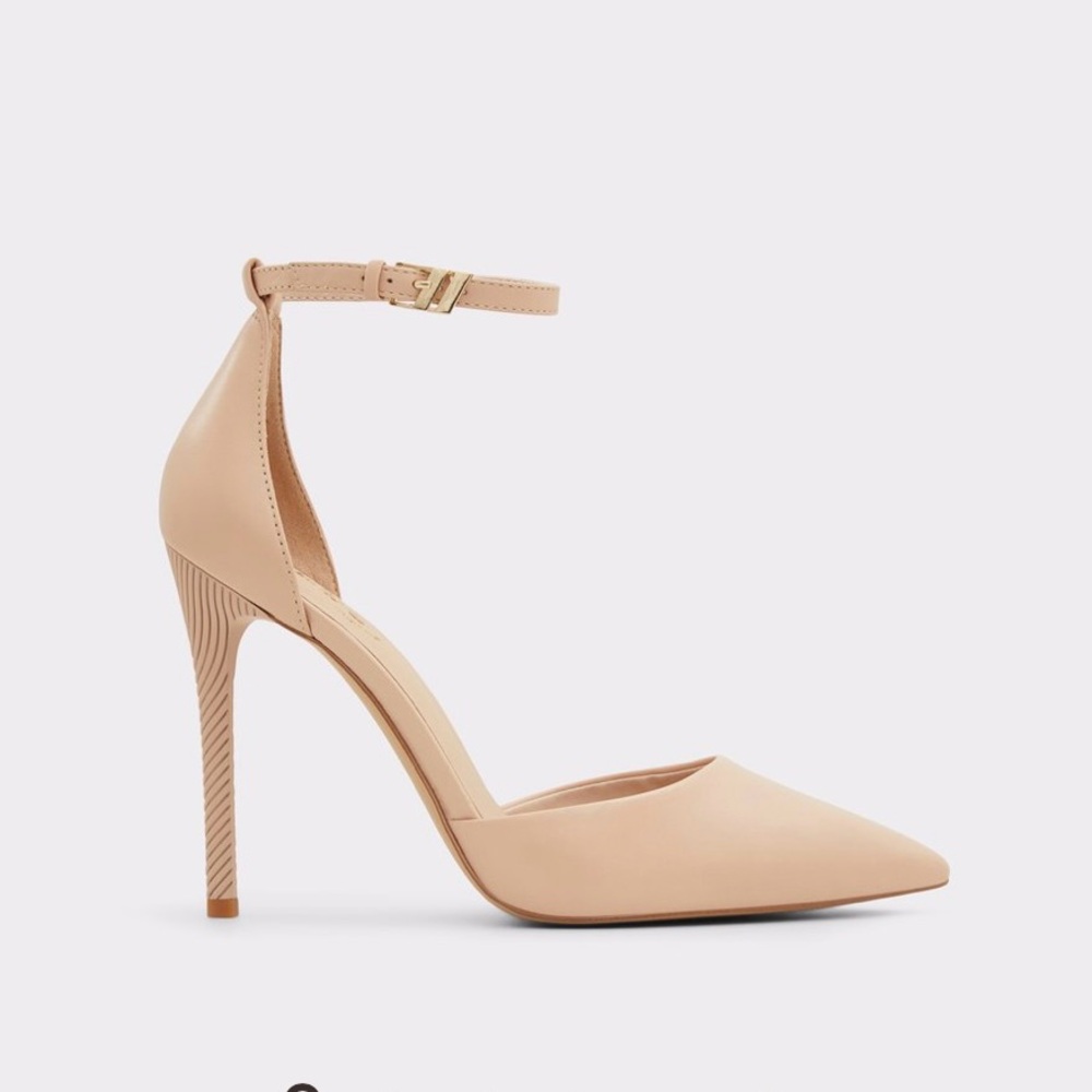 NIB • ALDO Blige Tan Ankle Strap Heeled Stiletto Shoes, size 10, 3.5” Heel